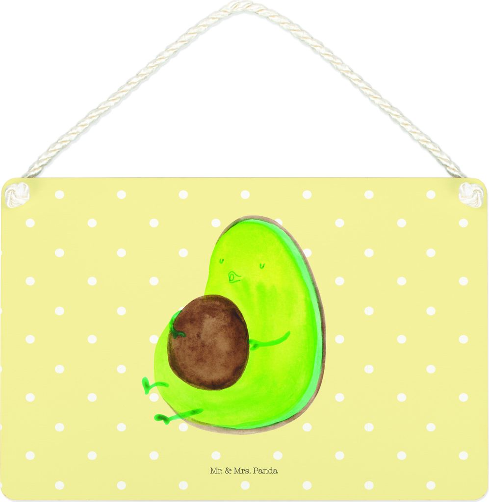 Mr. & Mrs. Panda Schild Avocado Pfeifen DIN A4 - Gelb Pastell - Geschenk, wandtafel, Schwanger, Ernährung, holzbild, Diät, Türschild, Deko, Abne...
