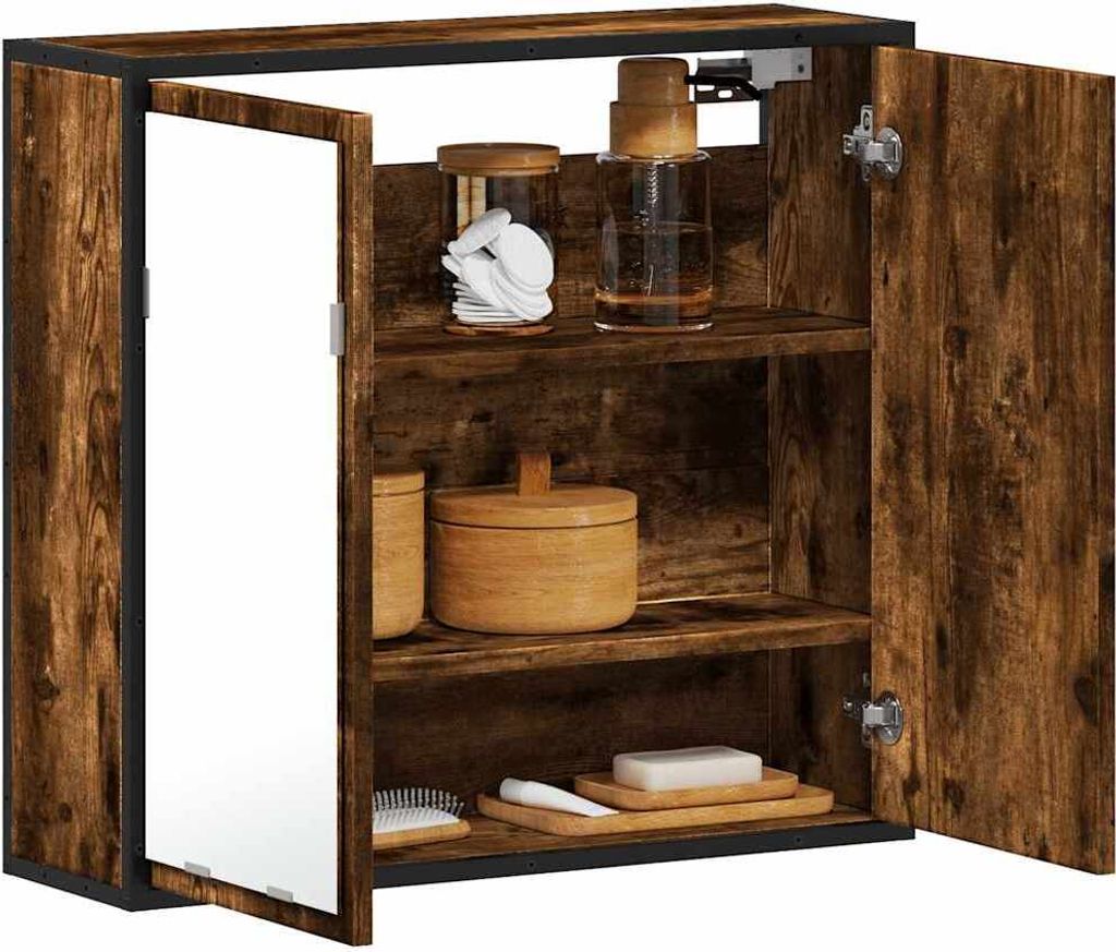2025 Moderne Bad-Spiegelschrank Räuchereiche 65x20x60 cm Holzwerkstoff - Spiegelschränke,Design 7778241 1parcel