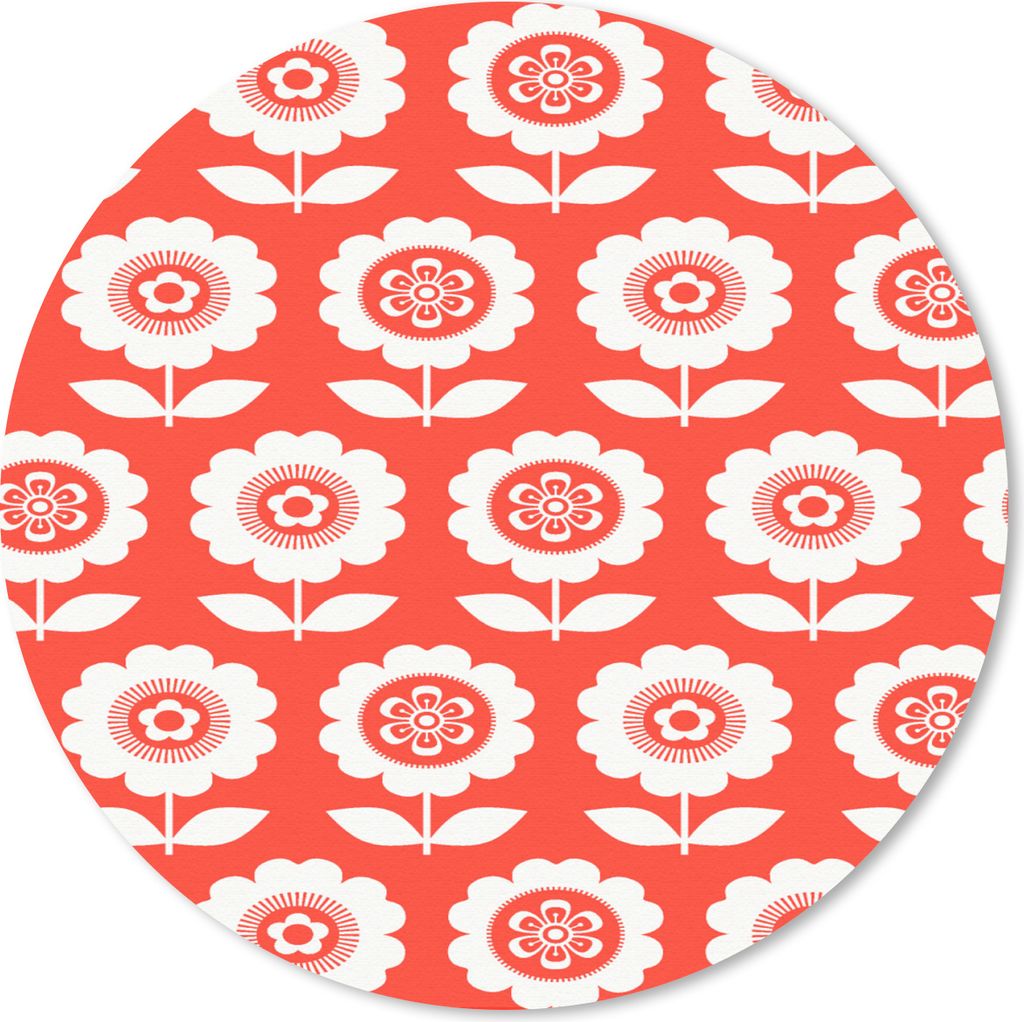 MuchoWow Mauspad Mousepad Blumen - Muster - Rot 30x30 cm - Mousepads - Maus Mat - Pad - Mausunterlage - Tischunterlage - Schreibtischmatten