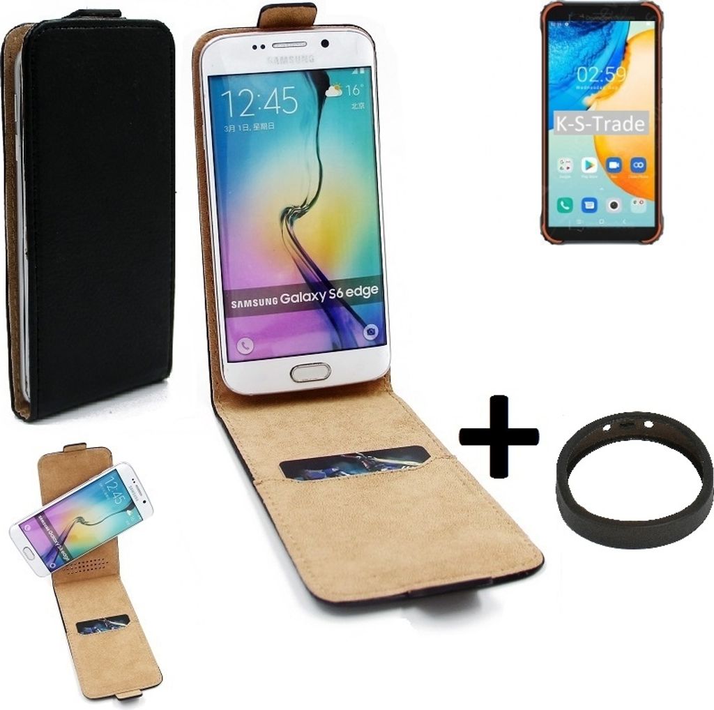 K-S-Trade TOP SET Handyhülle kompatibel mit Blackview BV4900 Pro 360° Flipstyle Schutzhülle Smartphone Tasche schwarz + TPU Bumper, Case Hülle