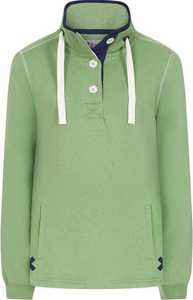 Lazy Jacks - Sweatshirt für Damen, Knopfhals LJ129 (38 DE) (Grasgrün)