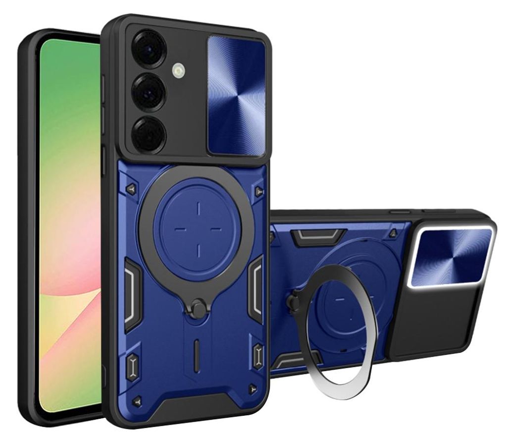 Handyhülle mit CamShield für Galaxy A57 5G, Techsuit CamGuard Pro, Blau-Schwarz