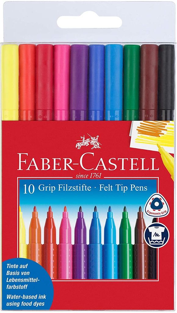 FABER-CASTELL Fasermaler GRIP COLOUR MARKER 10er Etui Produktbild 