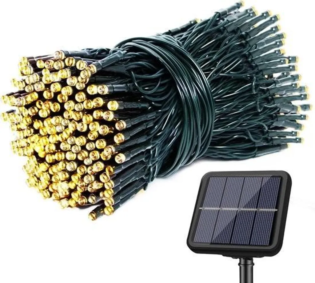 Guirlande Solaire Noël Extérieur 22m 220 LED Blanc Chaud Étanche IP65