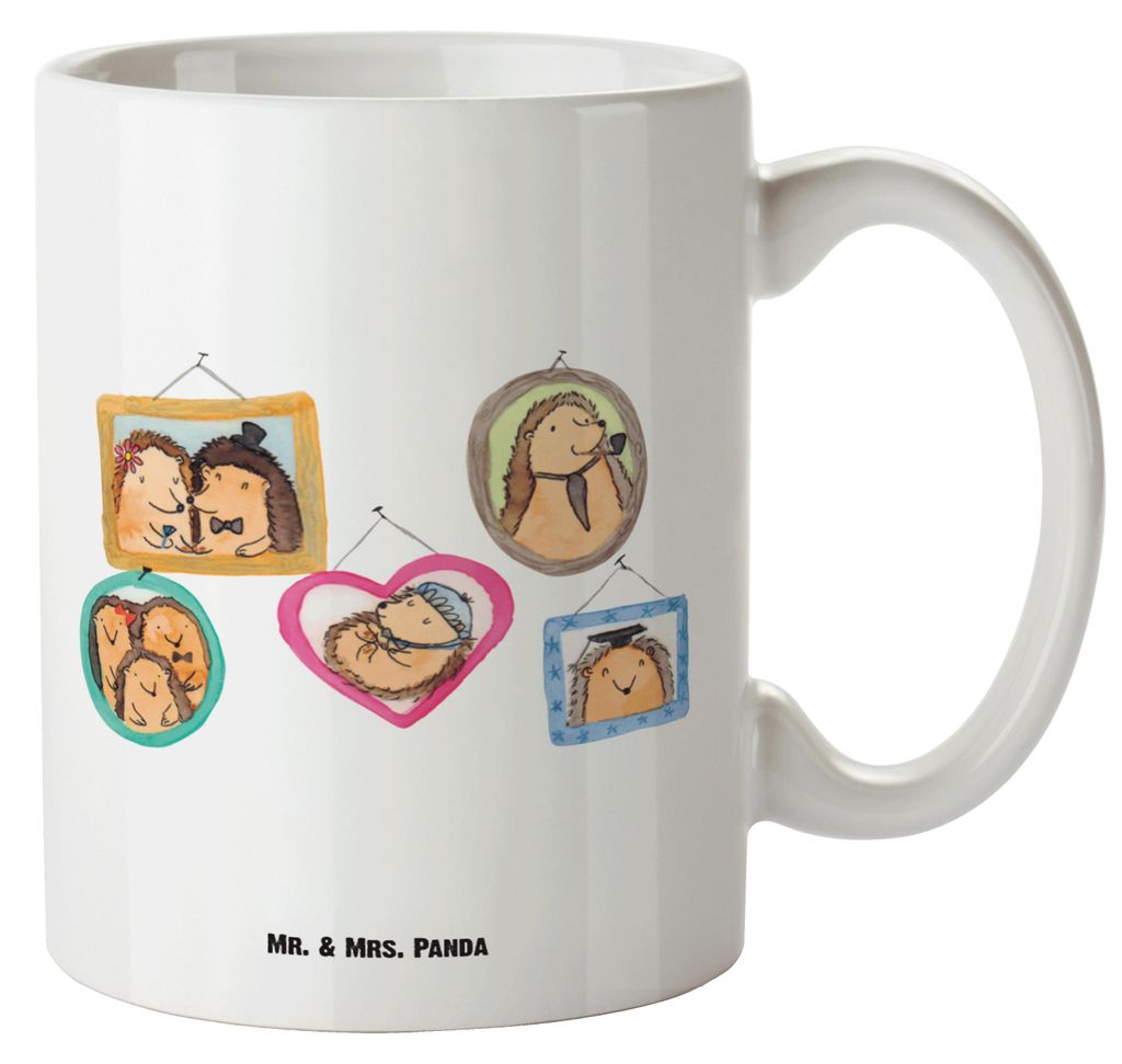 Mr. & Mrs. Panda Pott Igel Familie - Weiß - Geschenk, Bruder, Große Teetasse, weisse tasse, Mama, Riesenkaffeetasse, Keramiktasse, Liebe, Bilder