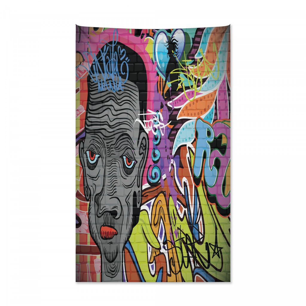Abakuhaus urban Graffiti Wandteppich und Tagesdecke, Hip Hop Geist aus Weiches Mikrofaser Stoff Kein Verblassen Klare Farben Waschbar, 140 x 230 cm...