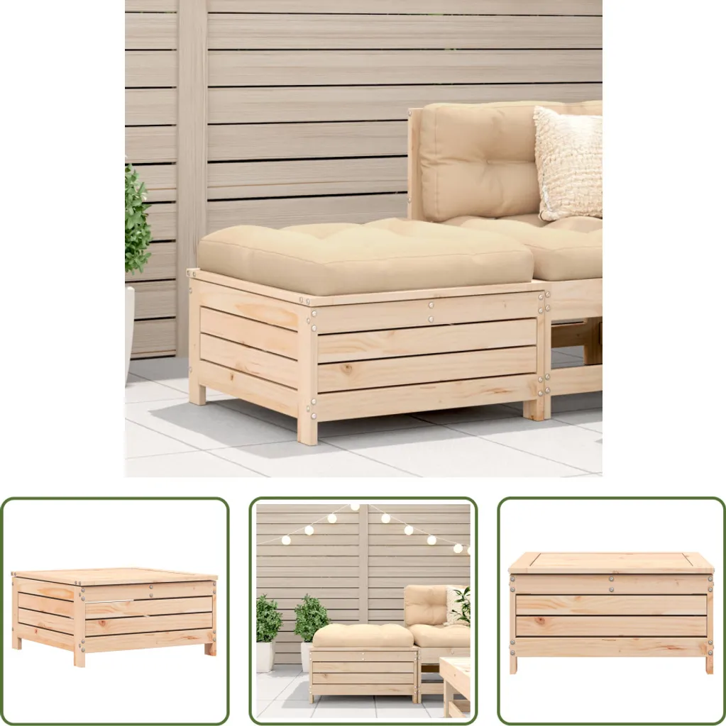 Sgabello Giardino Legno Pino Massiccio con Cuscino | The Living Store