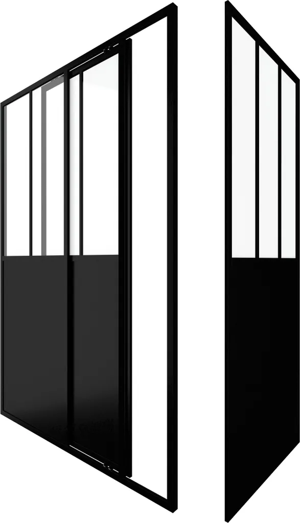 Aménager une douche d'angle 140x80 cm style industriel avec accès large