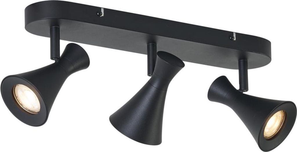 QAZQA - Modern Moderner Deckenstrahler schwarz 3-flammig Spotbalken-flammig verstellbar - Triangle I Wohnzimmer I Schlafzimmer - Metall Oval I Drei...