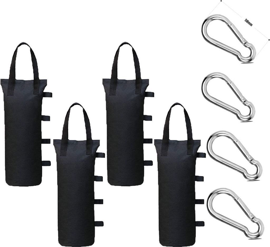 4 Pavillon Sandsäcke und 4 Karabiner,Verwendet Um Das Bein Gewicht von Pop Up Pavillons zu Erhöhen, Gartenzelte, Sonnenschirme, Trampolin