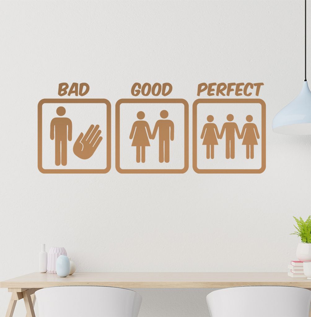 Bad Good Perfect Wandtattoo in 6 Größen - Wandaufkleber Wall Sticker - Dekoration, Küche, Wohnzimmer, Schlafzimmer, Badezimmer