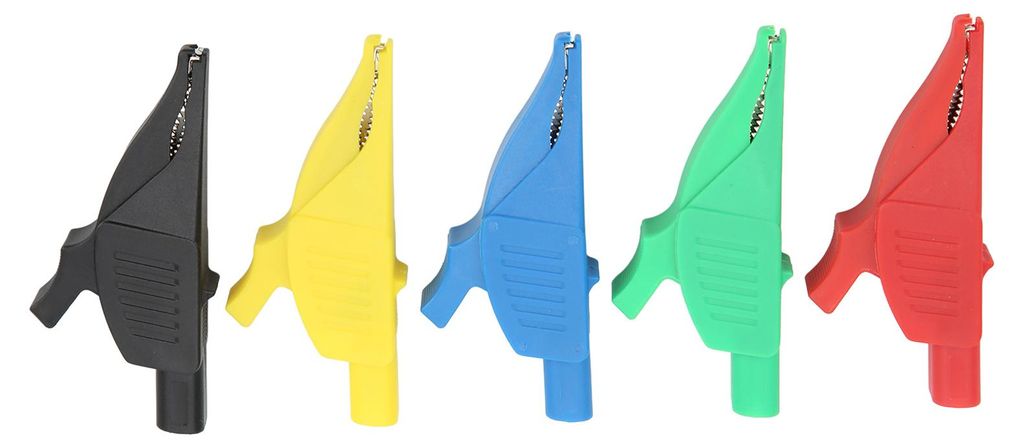 5 Stück elektrische Prüfklemmen, leicht und sicher, 5 Farben, isolierte Sicherheits-Multimeter-Prüfklemmen mit 4-mm-Klinkenstecker für Autos