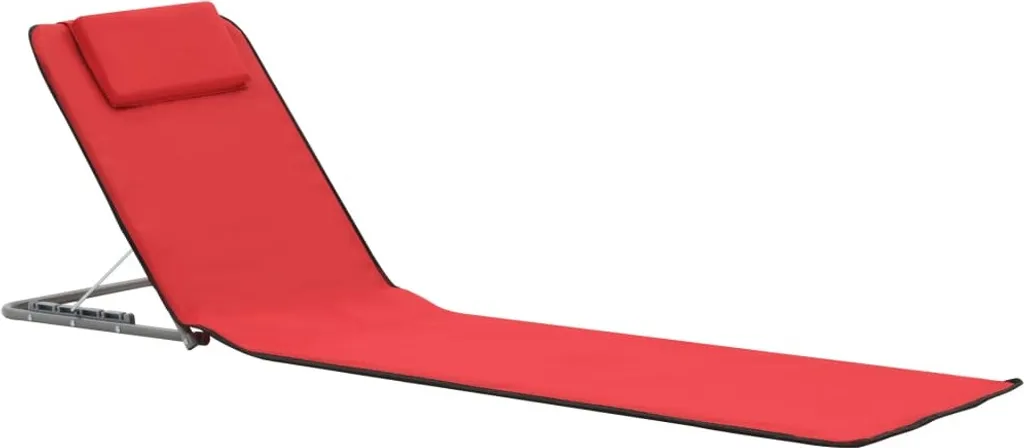 Dossier inclinable et structure en acier pour ce tapis de plage rouge