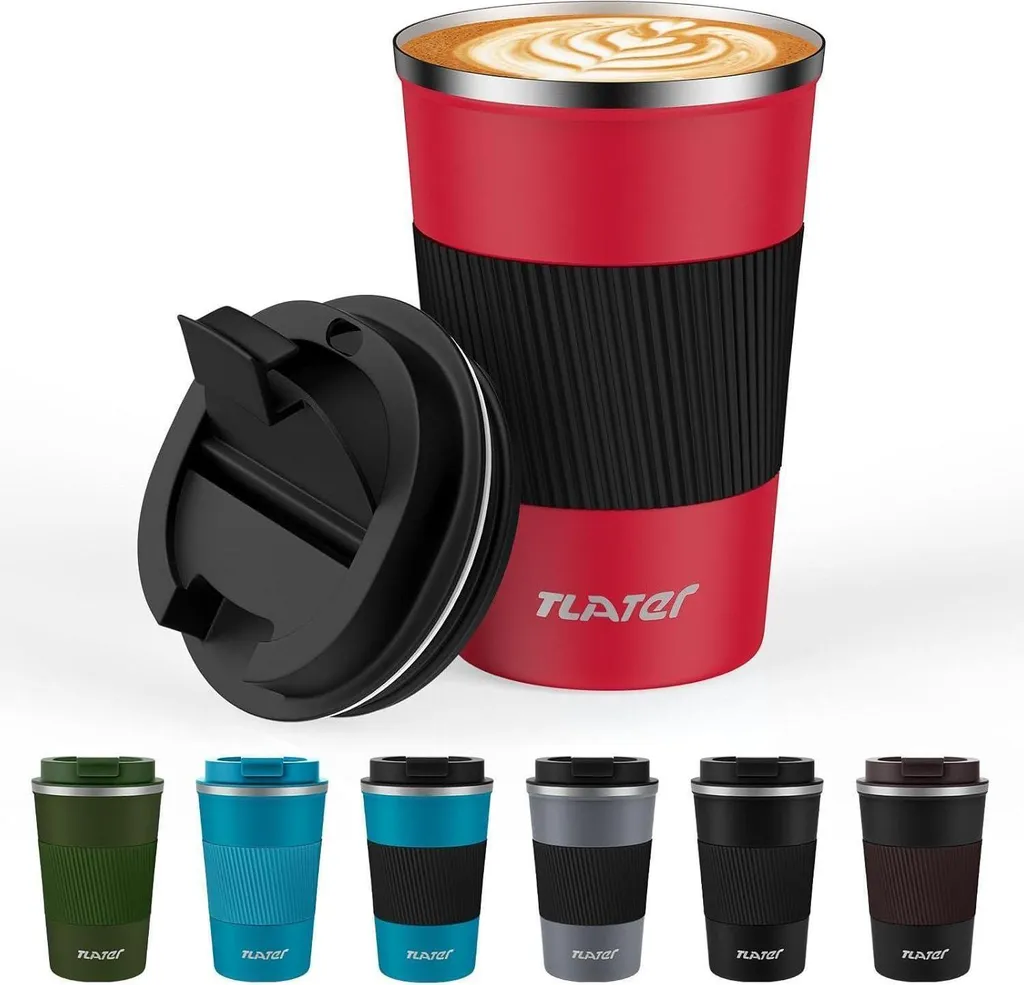 Tazza Termica Tlater 380ml Rot Schwarz - Compagna di Avventure