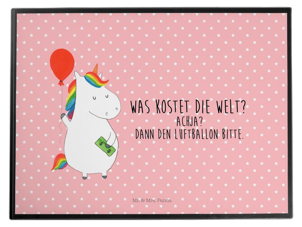 Mr. & Mrs. Panda tischauflage Einhorn Luftballon - Rot Pastell - Geschenk, Geld, schreibtischunterlage, schreibtischunterlagen, Tischunterlage, Uni...