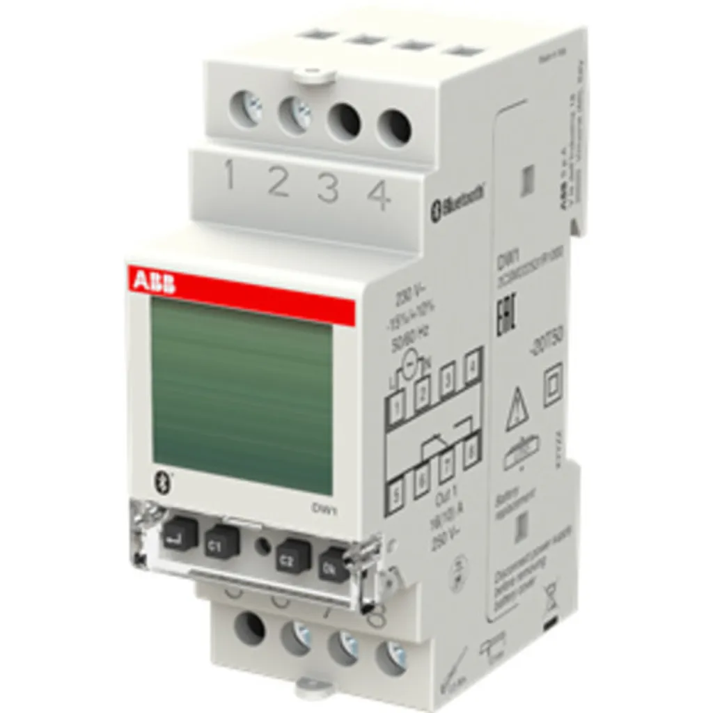 Programmateur horaire digital Bluetooth ABB DW2 pour rail DIN