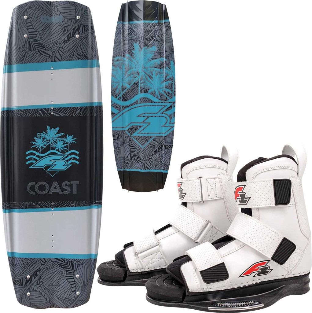 F2 Set Wakeboard Coast Classic Grau 144cm mit Bindung Team Boot Weiss