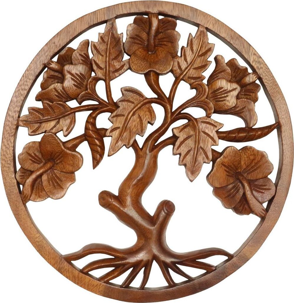 Lebensbaum Wandbild Wanddeko Mandala Zeichen Wandrelief Symbol Mythologie Deko Holz 30 cm