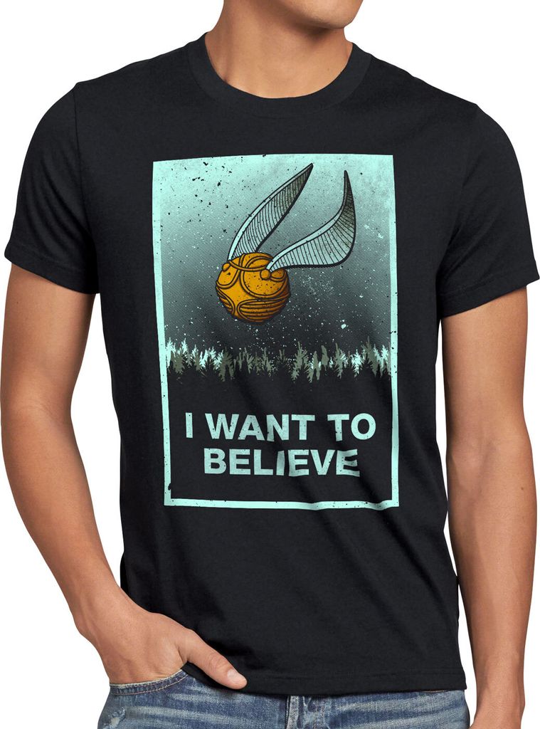 BaumwolleCloud I want to believe Schnatz Herren T-Shirt turnier sport besen quidditch