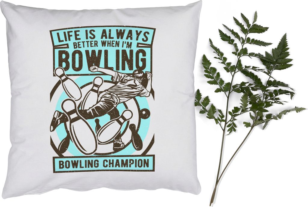 MuchoWow Zierkissen Sofakissen Wohnzimmer Dekokissen 60x60 cm Bowling - Zitate - Jahrgang - Sitzfläche - Foto Polster