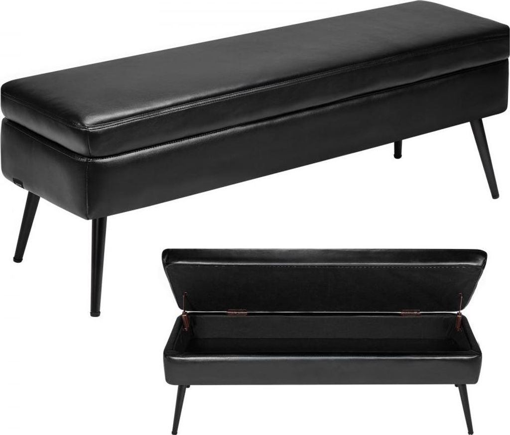 Sitzbank Ottomane (40 x 120 x 45 cm) aus Kunstleder, gepolsterte Schuhbank mit Stauraum & Metallbeinen, Tragkraft 300 kg, moderne Bettbank Wohnzimm...