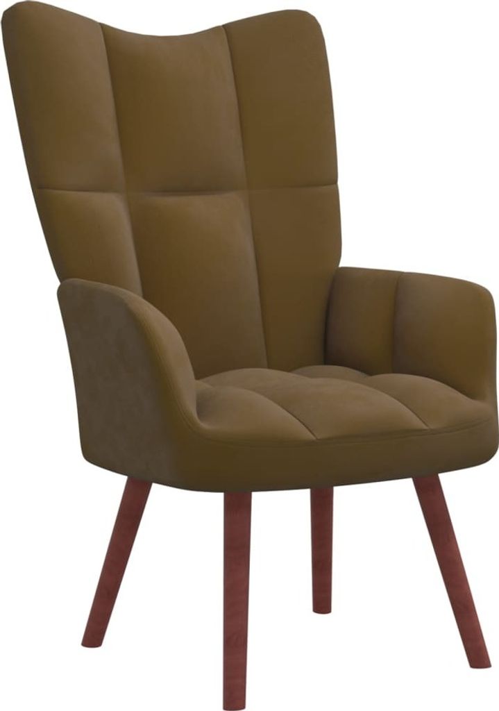 Samt Relaxsessel Braun mit quadratischen Nähten, 61,5x69x95,5 cm (BxTxH)