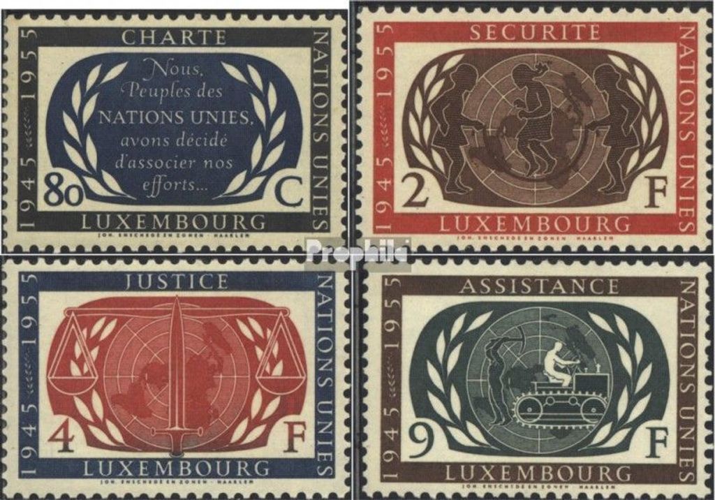 Briefmarken Luxemburg 1955 Mi 537-540 (kompl.Ausg.) gestempelt Vereinte Nationen