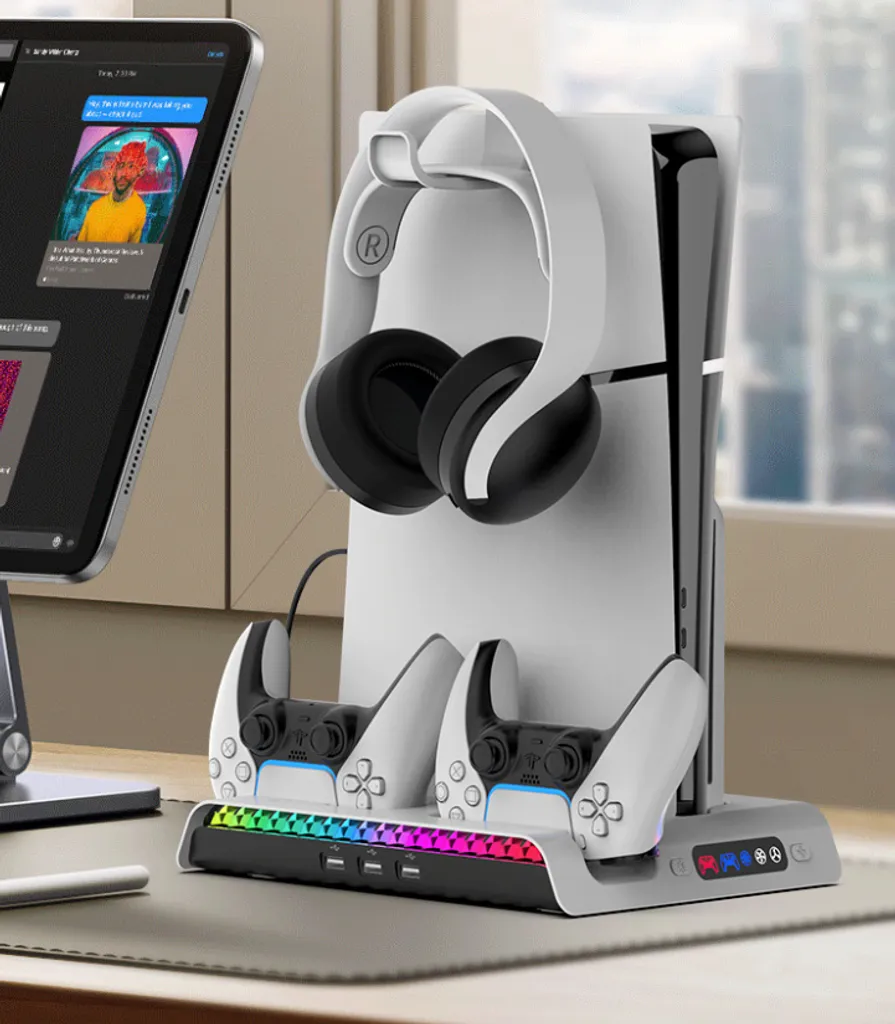 Station de charge ipega P5S006 RGB pour PS5 Slim - Support Blanc Pro - 7