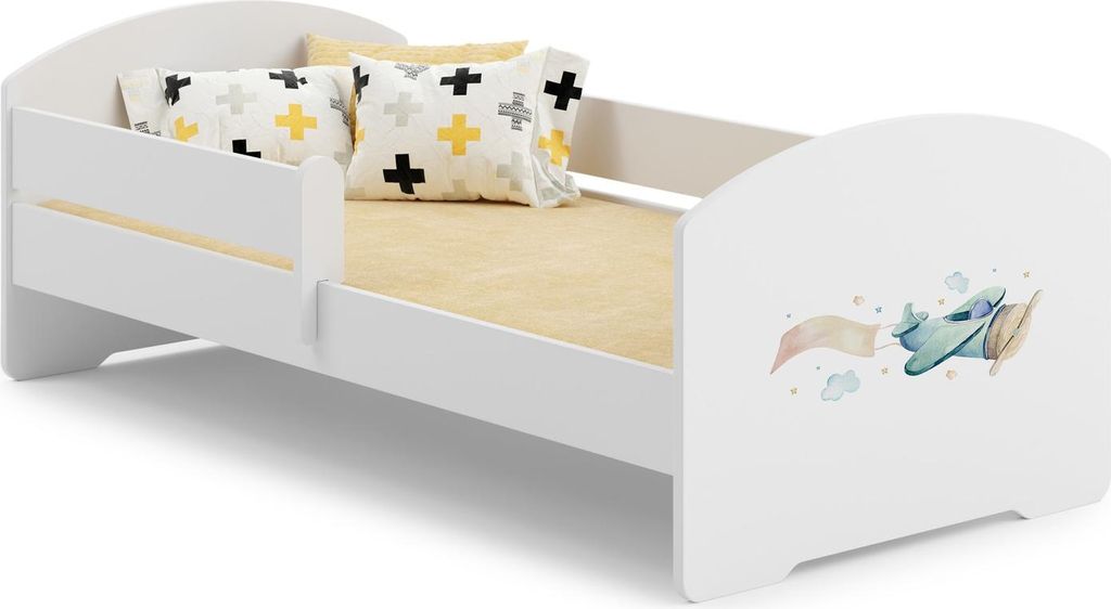Łożko dziecięce LUK z barierką 140x70 Samolot Zdjęcie produktu 
