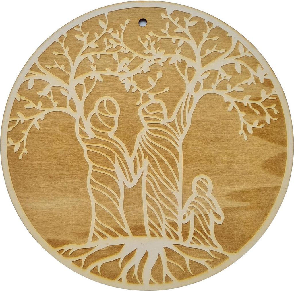 Baum des Lebens Wanddekor aus Holz: Ein Symbol der Verbundenheit für die ganze Familie Paar+1Kind
