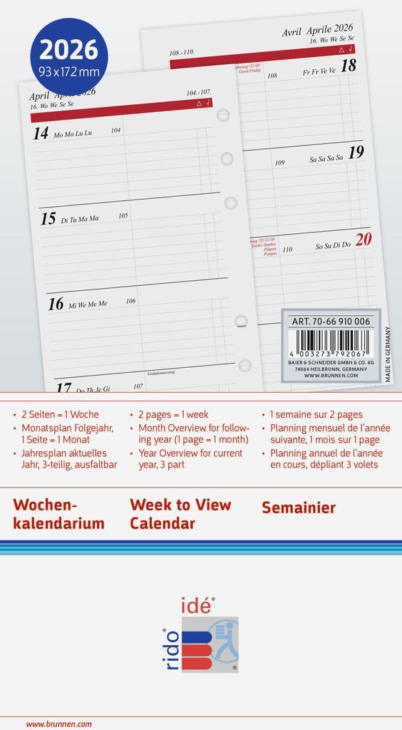 rido® idé® 70-66 910 006 Calendario 2026 - Timing 2, Immagine del prodotto 