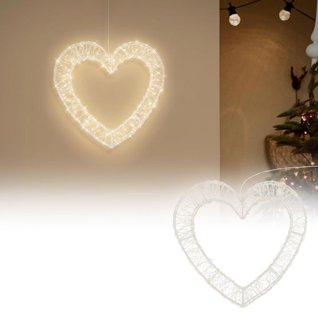 ECD Germany LED Deko Herz Weihnachten Fensterdeko mit Timer Produktbild 