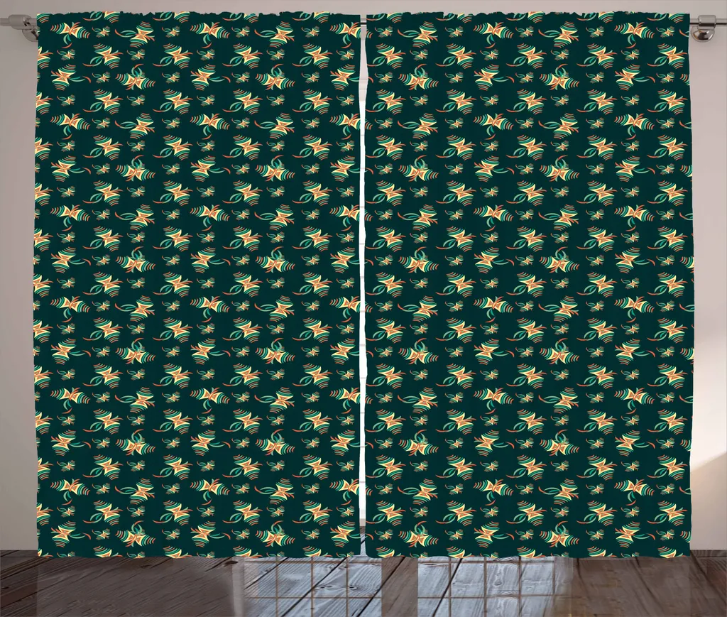 ABAKUHAUS Kites Tenda rustica, Air Toy che fluttua nel vento, tenda per camera da letto con passanti e ganci, 280 x 175 cm, verde cacciatore giallo pallido