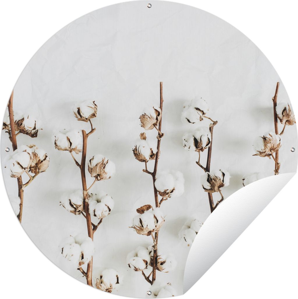 MuchoWow Gartenposter Outdoor-Poster Rund Baumwolle - Weiß - Äste Ø 120 cm Gartendeko Rundes Poster draußen