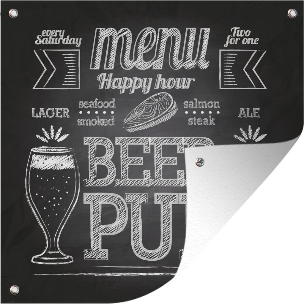 MuchoWow 50x50 cm Outdoor-Poster Gartendeko Sichtschutz Garten Poster für den Garten Illustration eines Barschilds mit Kreide