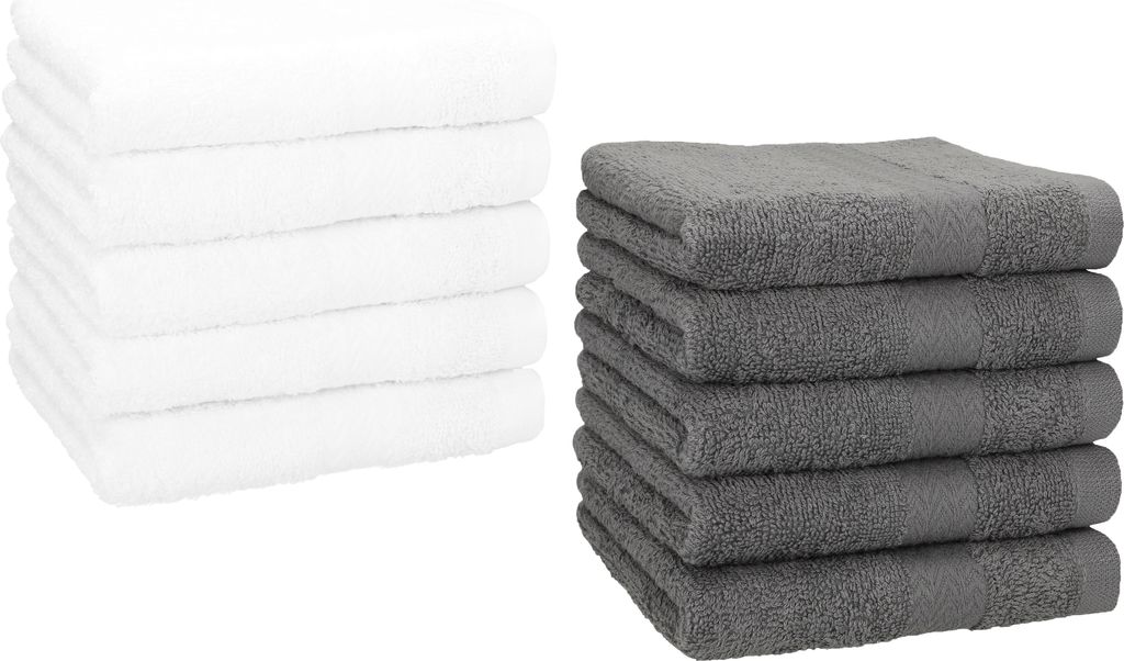 Betz 10 Stück Seiftücher 30x30 cm PREMIUM 100% Baumwolle Farbe: weiß und anthrazit