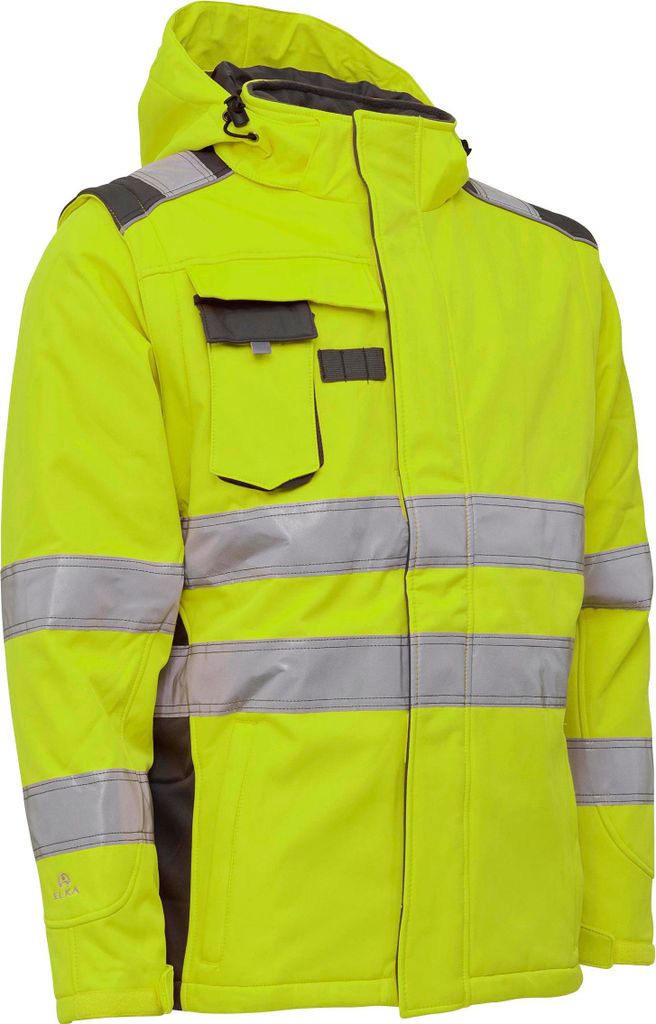 ELKA Softshell Hi-Visible Warnschutz Jacke Warngelb/Grau S