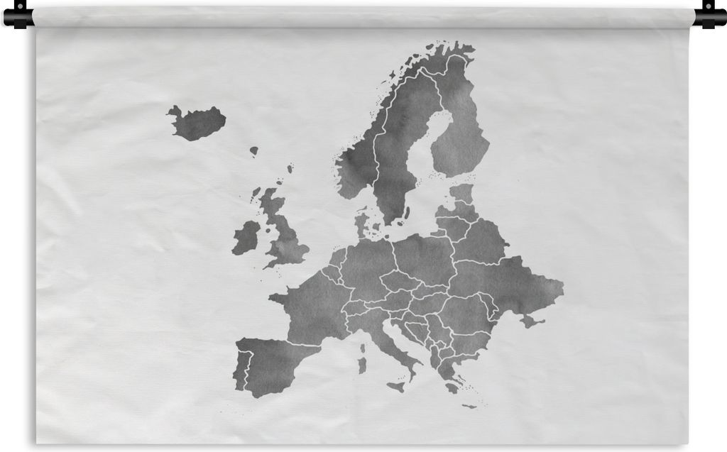 MuchoWow Wandteppich Wandbehang Eurocard in grauer Aquarellfarbe - schwarz und weiß 120x80 cm Tapisserie Dekoration Wandtuch - Wanddekorationen ...