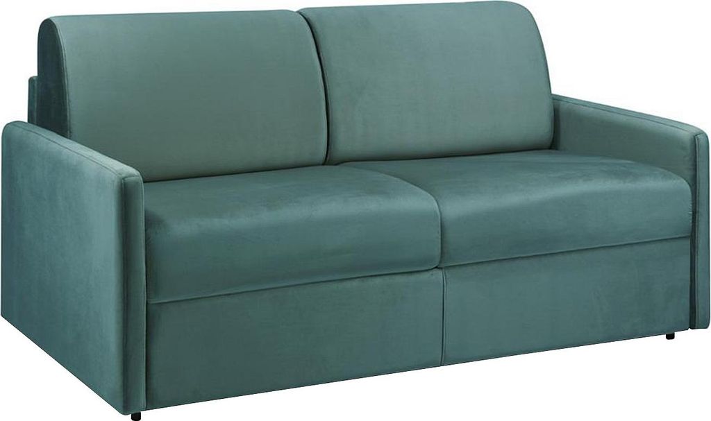 Vente-unique CALIFE, Sofabett, Wohnzimmer, Grün, 3 Sitz(e), Grün, Samt