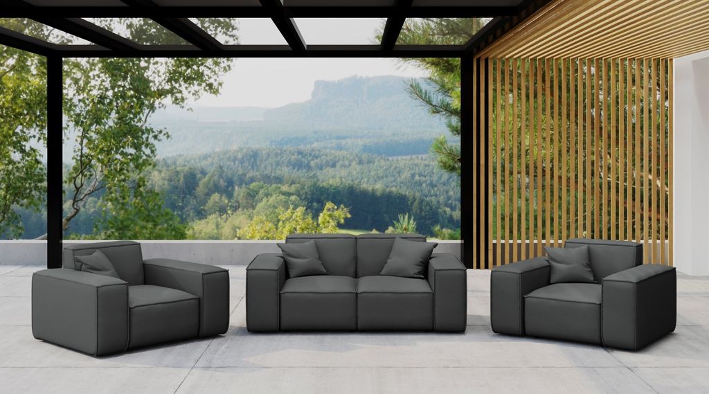 Kaiser Möbel Gartenmöbel-Set 2 1 1 für Garten, Terrasse, Gartenmöbel, MALIBU Lounge-Set, gemütlich und komfortabel Anthrazit