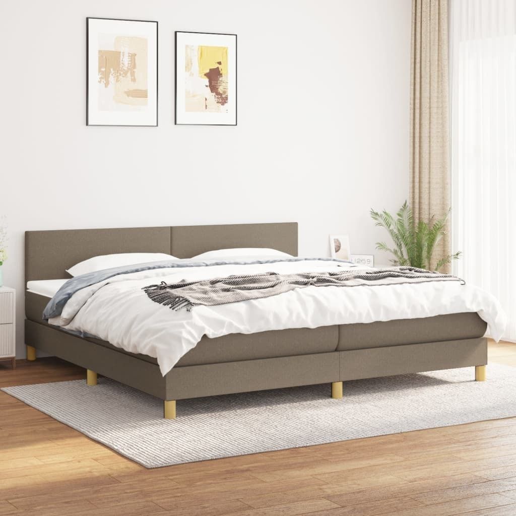 The Living Store Boxspringbett mit Matratze Taupe 200x200 cm Stoff