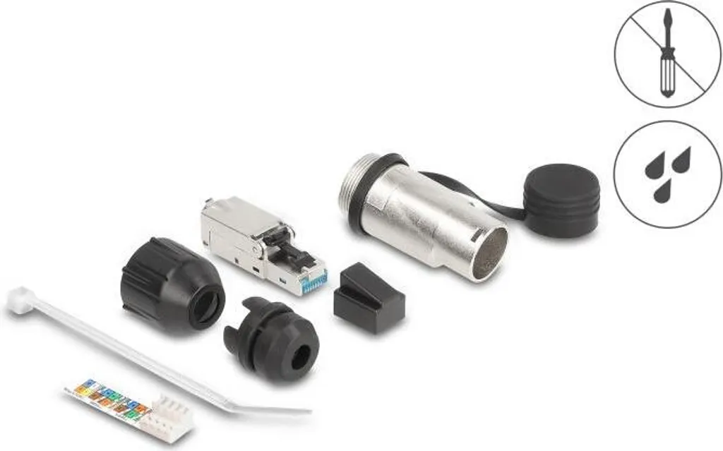 Connecteur RJ45 étanche IP66 Delock 67065 pour câble réseau LSA CAT 6a