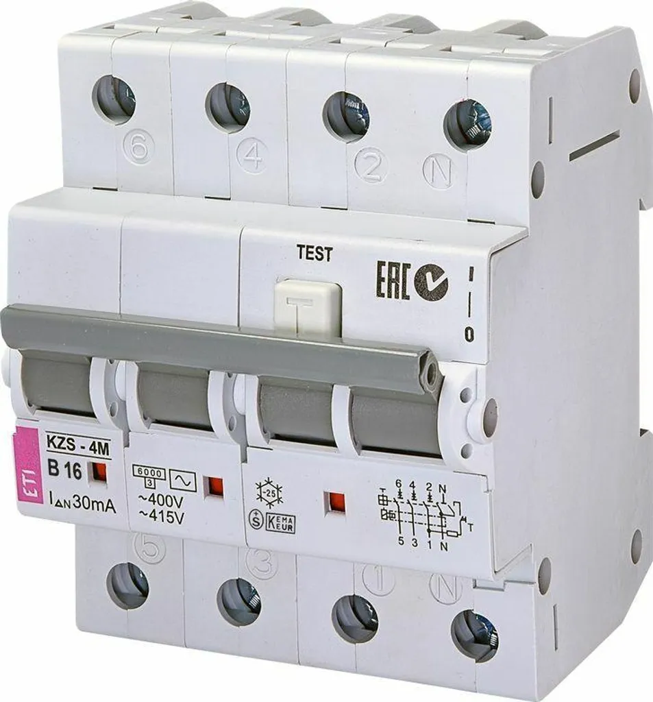 Interrupteur différentiel 4P 16A Courbe B 30mA KZS-4M pour tableau