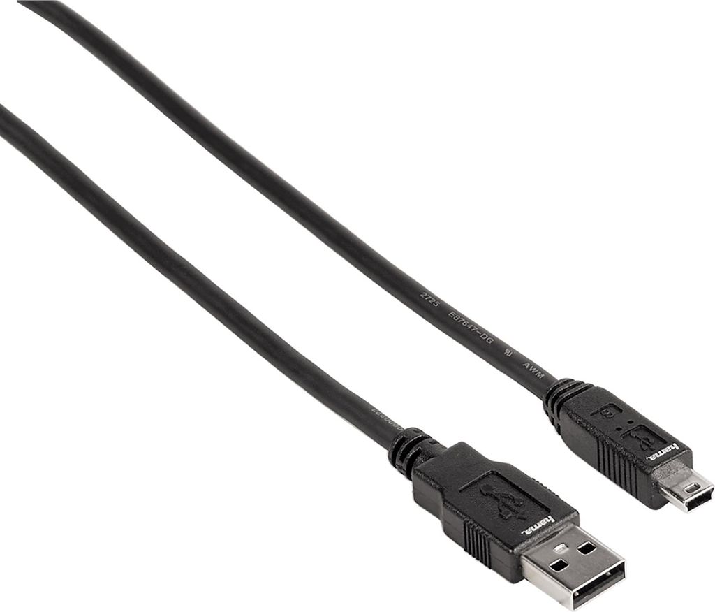 USB-2.0-Anschlusskabel, A-Stecker - mini-B-St. (B5 Pin), 1,80 m, Schwa