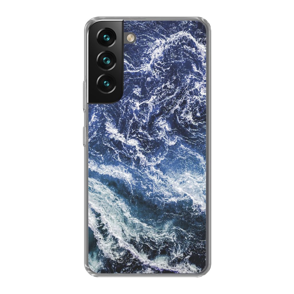 MuchoWow Handyhülle Schutzhülle Hülle für Samsung Galaxy S22 Plus Naturstein - Meer - Marmor Silikon Softcase Handy Hülle - Schutzabdeckung