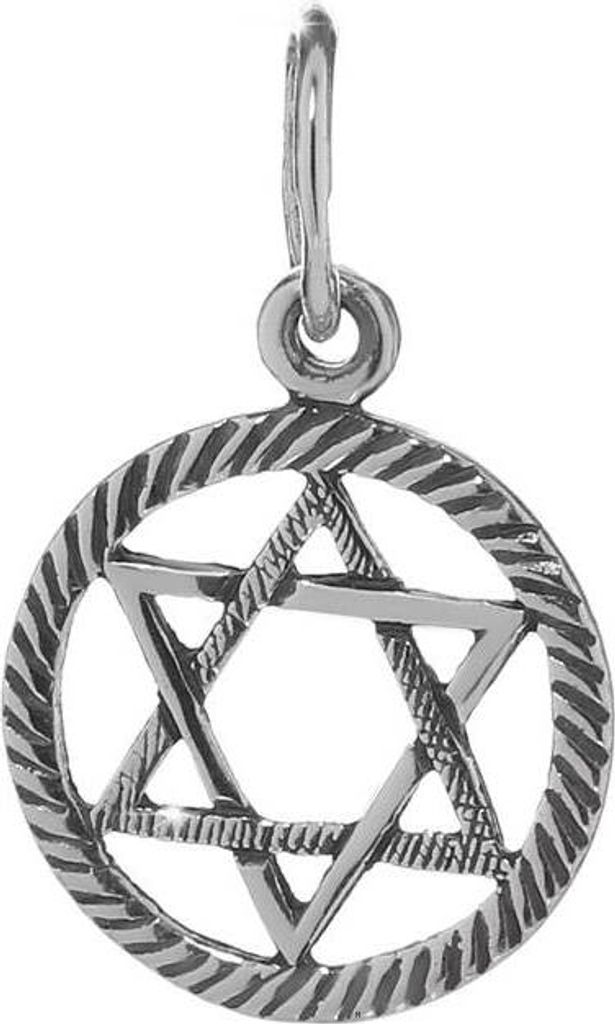 Ketten Anhänger 925er Sterlingsilber Kleiner Davidstern Hexagramm Im Kreis 6197