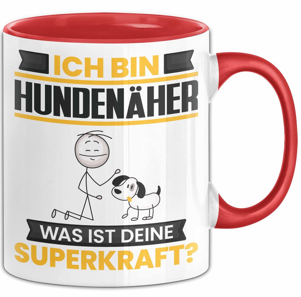 Hundenäher Tasse Geschenk für Hundenäher Geburtstag Lustiger Spruch Kaffee-Becher Was Ist Deine Superkraft (Rot)