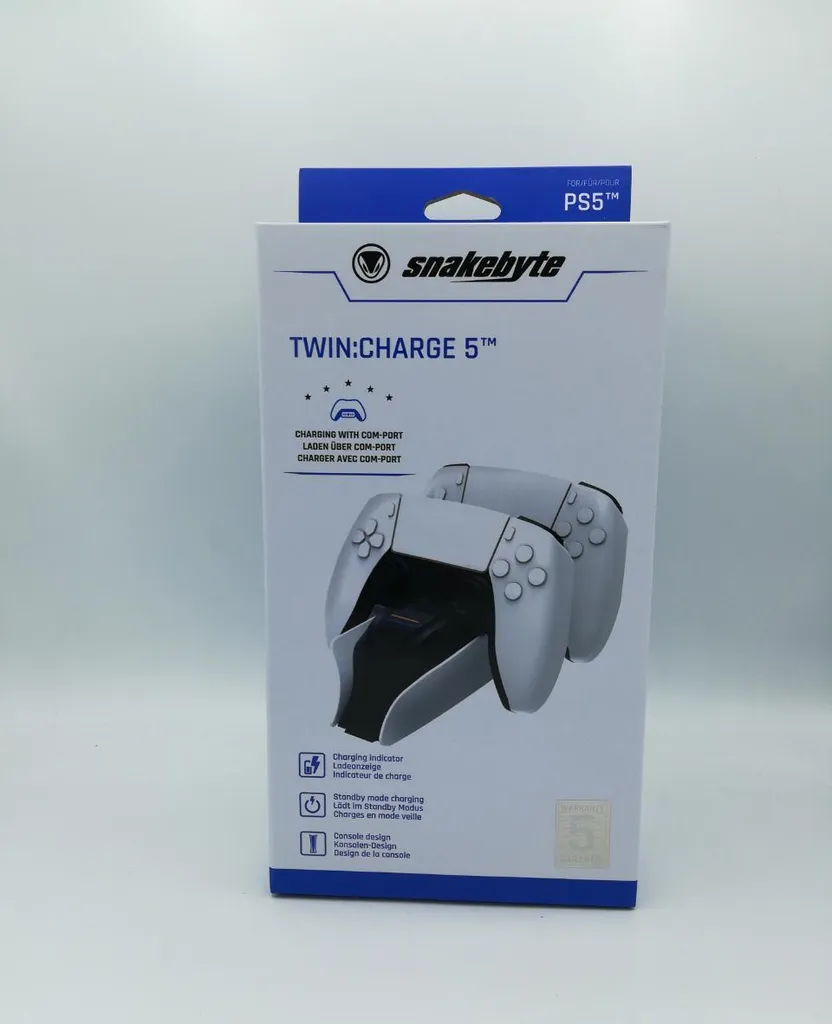 Socle de charge Snakebyte TWIN:CHARGE 5 blanc pour manettes PS5 - 8