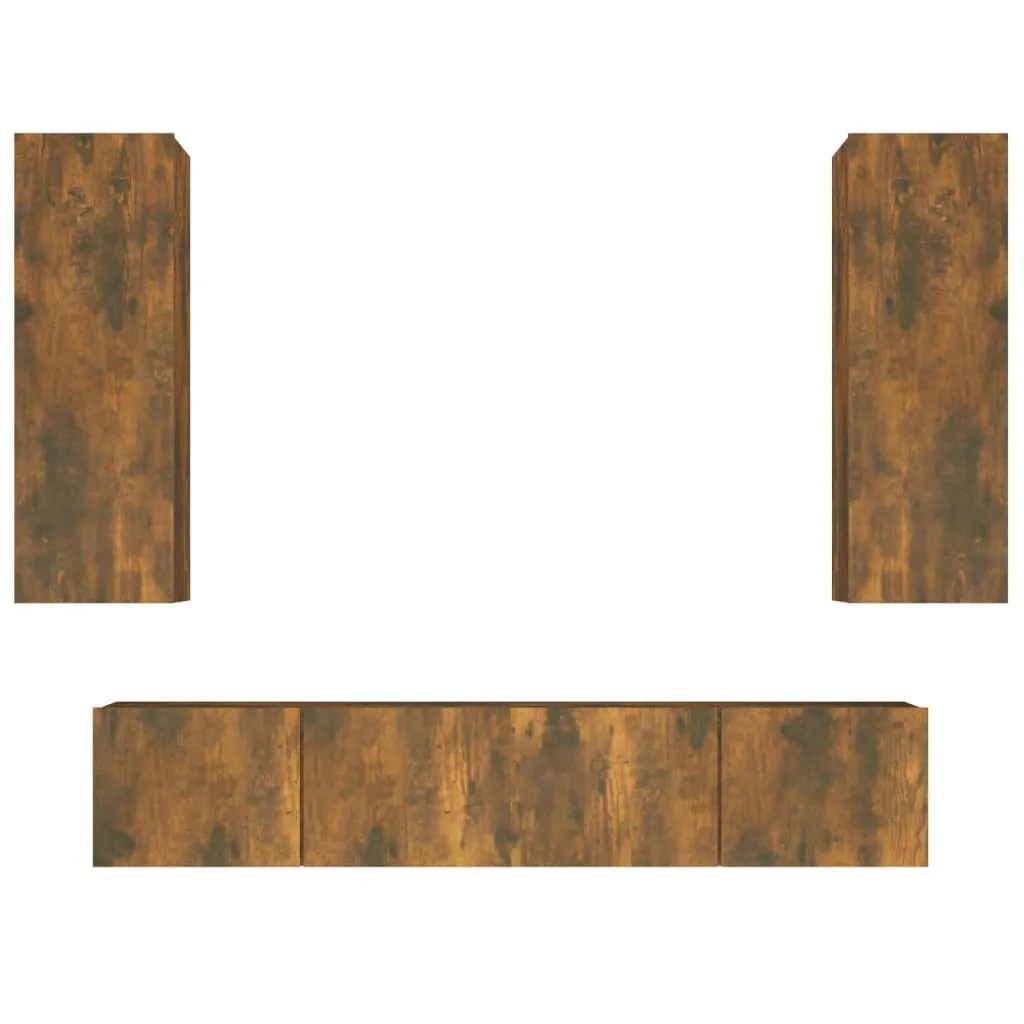 Set vidaXL Mobile TV 4 Pezzi Legno Multistrato Rovere Fumo