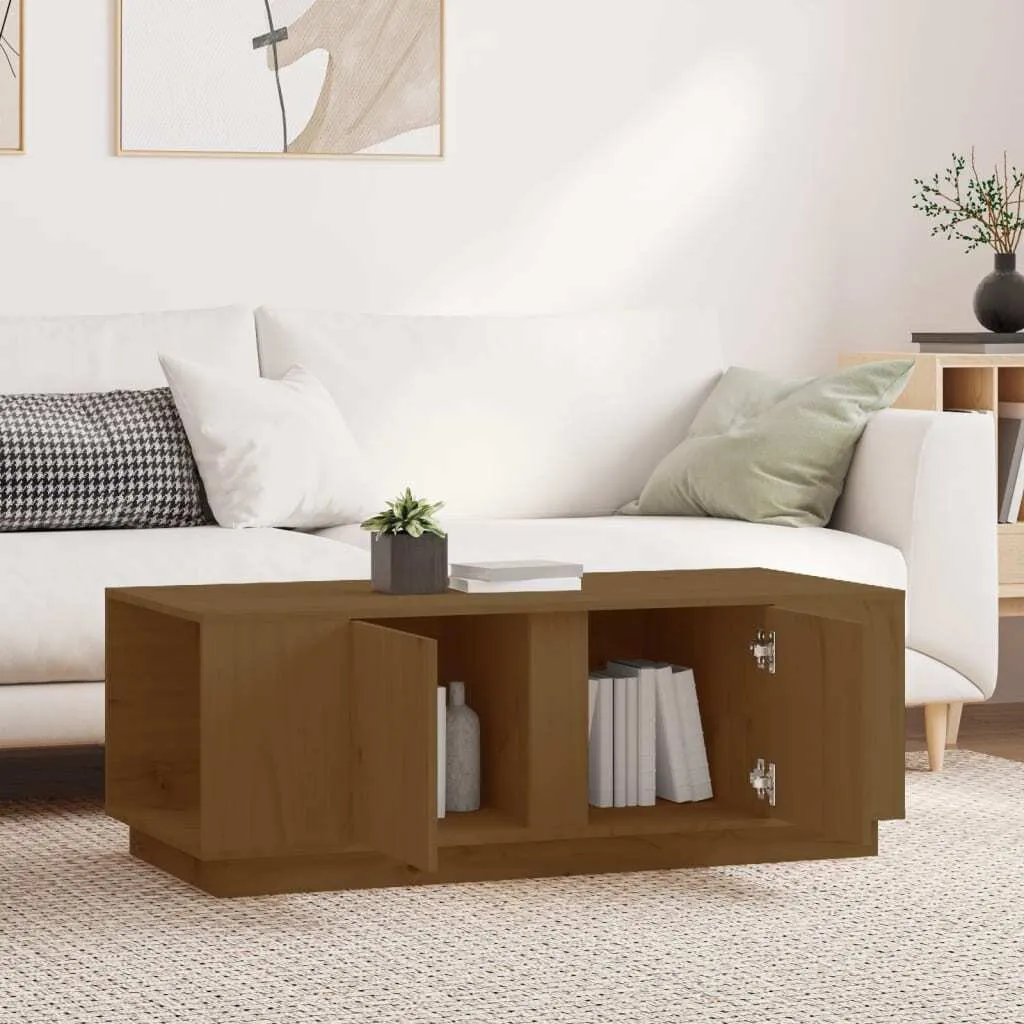 Tavolino in Legno Massello di Pino 110x50x40 cm - Marrone Miele - 2